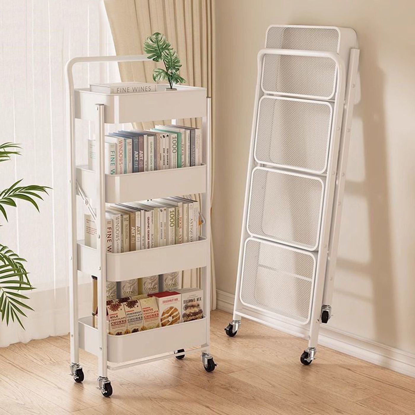 Kitchen Appliances In White - Troli Dapur Lipat Beroda 4 Tingkat,