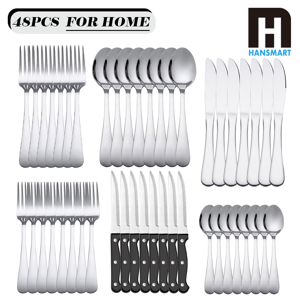 Kitchen Appliances Combo - KOOMADE 48Pcs Set Peralatan Makan Stainless